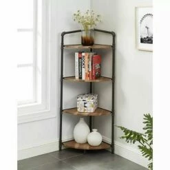 Best Sale 🛒 50.25" Beeme 4 Tier Corner Bookshelf Sand Black/Light Pure Copper - HOMES: Inside + Out 🔔