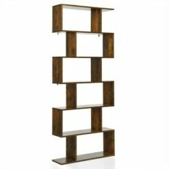 Best deal ❤️ Costway 1/2 PCS 6 Tier S-Shaped Bookshelf Storage Display Bookcase Z-Shelf Coffee 👍 -Bookshelves And Bookcases store unnamed file 460