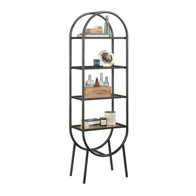 Budget 𧨠70" Boulevard Café Oval Open Shelving with Vintage Oak Accents Black - Sauder 𧨠3 Budget 𧨠70" Boulevard Café Oval Open Shelving with Vintage Oak Accents Black - Sauder π§¨