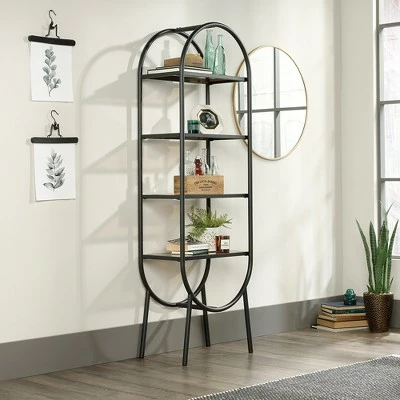 Budget 𧨠70" Boulevard Café Oval Open Shelving with Vintage Oak Accents Black - Sauder 𧨠4 Budget 𧨠70" Boulevard Café Oval Open Shelving with Vintage Oak Accents Black - Sauder 𧨠- Image 2