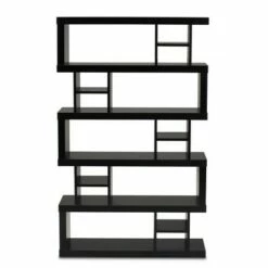 Buy ๐ 57.01" Dora Wood 5 Tier Geometric Bookshelf Dark Brown - Baxton Studio โค๏ธ