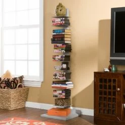 Buy ⌛ Meiyi Furniture SEI Furniture MS0895 55 Inch Freestanding Adjustable 11 Tier Modern Metal Spine Tower Book Media Shelf Decor Organizer Storage Case, Silver ⌛