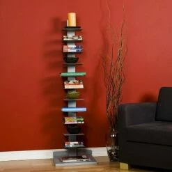 Buy ⌛ Meiyi Furniture SEI Furniture MS0895 55 Inch Freestanding Adjustable 11 Tier Modern Metal Spine Tower Book Media Shelf Decor Organizer Storage Case, Silver ⌛ -Bookshelves And Bookcases store unnamed file 4631