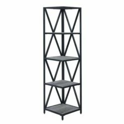 Deals ⌛ Breighton Home Tucson Metal 5 Tier Corner Bookcase - Johar Furniture Gray/black 💯 -Bookshelves And Bookcases store unnamed file 4636