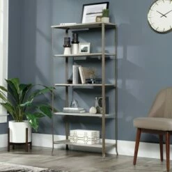 Flash Sale ๐งจ 63.38" 5 Shelves Center City Vertical Bookcase Champagne Oak - Sauder ๐