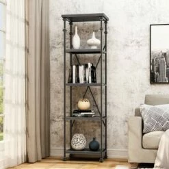 Best deal 🎁 72.5" Hampden Industrial 4 Shelf Bookcase Gray - Christopher Knight Home 🔔
