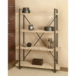 Best deal 💯 Olivia & May 67" Tall Industrial Metal and Wood Bookshelf Brown - Olivia & May 🧨