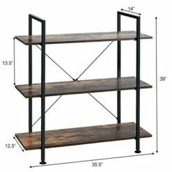 Cheap 🧨 Costway 3-Tier Bookshelf Industrial Bookcase Display Shelf Storage Rack Rustic Brown 👍