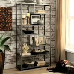 Promo ✨ 69" Dustin 6 Shelf Bookcase Dark Gray - HOMES: Inside + Out ⭐