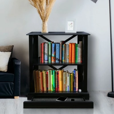 Cheapest ๐ 33" Jackson 3 Shelf Bookcase with Concealed Drawer Black - Flora Home ๐ 6 Cheapest ๐ 33" Jackson 3 Shelf Bookcase with Concealed Drawer Black - Flora Home ๐ - Image 4