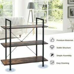 Cheap 🧨 Costway 3-Tier Bookshelf Industrial Bookcase Display Shelf Storage Rack Rustic Brown 👍 -Bookshelves And Bookcases store unnamed file 477