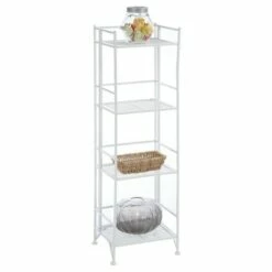 Outlet 👏 45" 4 Tier Folding Metal Shelf White - Breighton Home ❤️