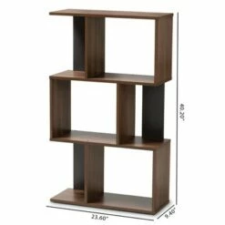Best deal 🌟 40.2" Legende Finished Display Bookcase Brown/Dark Gray - Baxton Studio 👏 -Bookshelves And Bookcases store unnamed file 4870