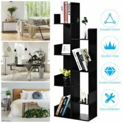 Best Pirce 🤩 Costway 8-Tier Bookshelf Bookcase w/8 Open Compartments Space-Saving Storage Rack White/Black 🎁 -Bookshelves And Bookcases store unnamed file 488