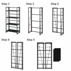 Promo ⌛ Xtra Folding 4 Tier Bookshelf - Breighton Home Gray 🔔 -Bookshelves And Bookcases store unnamed file 4888