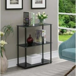 Deals 🌟 26.5" Designs2Go Classic Glass 3 Shelf Bookshelf - Breighton Home Clear 👏