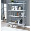 Buy 🛒 70.25" Netherton Contemporary Open Shelves Bookcase White High Gloss/Chrome - HOMES: Inside + Out ✨ -Bookshelves And Bookcases store unnamed file 4918