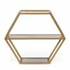 Flash Sale 😀 17" Lepley Modern Glam Handcrafted Glass 2 Shelf Hexagonal Decorative Shelf Antique Gold - Christopher Knight Home 🔔 -Bookshelves And Bookcases store unnamed file 4941
