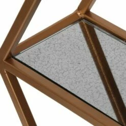 Flash Sale 😀 17" Lepley Modern Glam Handcrafted Glass 2 Shelf Hexagonal Decorative Shelf Antique Gold - Christopher Knight Home 🔔 -Bookshelves And Bookcases store unnamed file 4944