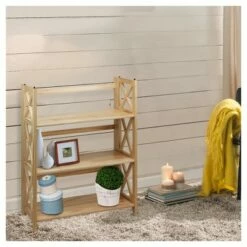 Wholesale ⭐ 38" 3-Shelf Folding Bookcase - Flora Home Natural 💯 -Bookshelves And Bookcases store unnamed file 4962