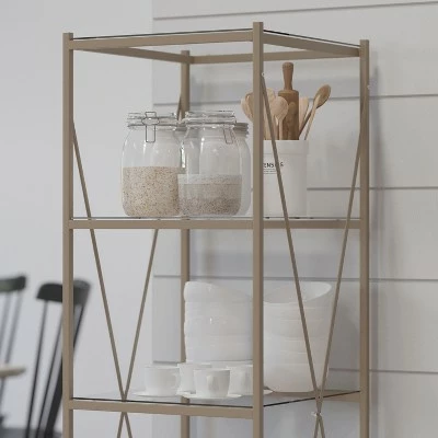 Hot Sale π Merrick Lane 64" Modern Bookshelf Glass 4-Shelf Bookcase with Powder π§₯ Coated Matte Gold Cross Braced Frame π 5 Hot Sale π Merrick Lane 64" Modern Bookshelf Glass 4-Shelf Bookcase with Powder π§₯ Coated Matte Gold Cross Braced Frame π - Image 3