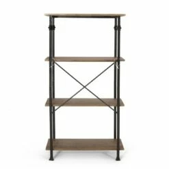 Wholesale ✔️ Bauman Modern Industrial 4 Shelf Etagere Bookcase - Christopher Knight Home Gray/dark Bronze ❤️ -Bookshelves And Bookcases store unnamed file 4993
