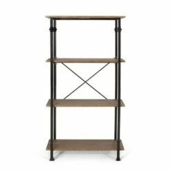 Wholesale ✔️ Bauman Modern Industrial 4 Shelf Etagere Bookcase - Christopher Knight Home Gray/dark Bronze ❤️ -Bookshelves And Bookcases store unnamed file 4997