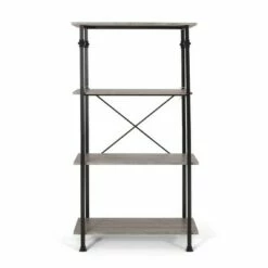 Wholesale ✔️ Bauman Modern Industrial 4 Shelf Etagere Bookcase - Christopher Knight Home Gray/dark Bronze ❤️ -Bookshelves And Bookcases store unnamed file 4998