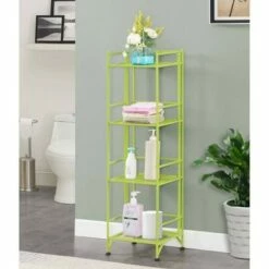 Buy 🥰 45" Xtra Storage 4 Tier Folding Metal Shelf Lime - Breighton Home 🛒