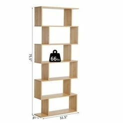 Best reviews of 🛒 HOMCOM 75.5"H Bookcase 6 Shelf S-Shaped Bookshelf Wooden Storage Display Stand Shelf Organizer Free Standing Oak 🔥 -Bookshelves And Bookcases store unnamed file 5025