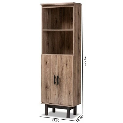 Budget π 73" 2 Door Arend Two-Tone Wood Bookshelf Brown - Baxton Studio βοΈ 6 Budget π 73" 2 Door Arend Two-Tone Wood Bookshelf Brown - Baxton Studio βοΈ - Image 4