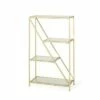 Promo 😍 Kokesh Modern Glam Tempered Glass 3 Shelf Asymmetrical Bookcase Gold - Christopher Knight Home 👏