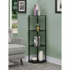 Top 10 ⌛ 46.5" Designs2Go Classic Glass 4 Tier Corner Shelf - Breighton Home Black ❤️