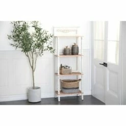 Budget ✨ Olivia & May Farmhouse Pine Wood Shelving Unit White - Olivia & May ⭐