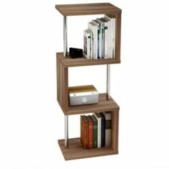 Best deal 💯 Bestier S-Shaped Bookshelf Multifunctional Bookcase Storage Shelf 43 Inch w/ Adjustable Shelves for Kitchens, Living Rooms, and Bedrooms, Walnut 🎁