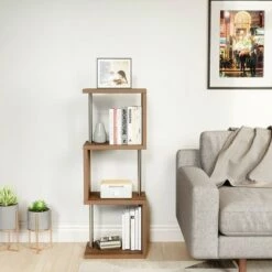 Best deal 💯 Bestier S-Shaped Bookshelf Multifunctional Bookcase Storage Shelf 43 Inch w/ Adjustable Shelves for Kitchens, Living Rooms, and Bedrooms, Walnut 🎁 -Bookshelves And Bookcases store unnamed file 5082