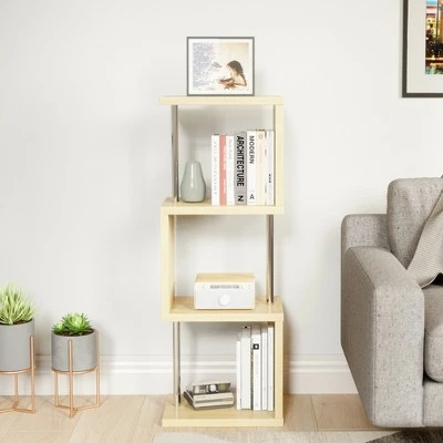 Buy 🔔 Bestier S-Shaped Bookshelf Multifunctional Bookcase Storage Shelf 43 Inch w/ Adjustable Shelves for Kitchens, Living Rooms, and Bedrooms, Oak 🥰 6 Buy 🔔 Bestier S-Shaped Bookshelf Multifunctional Bookcase Storage Shelf 43 Inch w/ Adjustable Shelves for Kitchens, Living Rooms, and Bedrooms, Oak 🥰 - Image 4