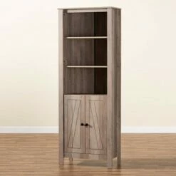 Top 10 😀 75.4" Derek Wood 2 Door Bookcase Oak - Baxton Studio 🌟 -Bookshelves And Bookcases store unnamed file 5169