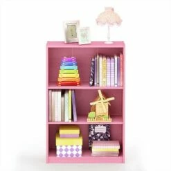 Best deal 👏 Furinno Jaya Home Simple Sleek Wooden 3 Tier Adjustable Office Open Bookcase Display Closet Storage Shelf for Living Room and Bedroom Spaces, Pink 🧨 -Bookshelves And Bookcases store unnamed file 5229