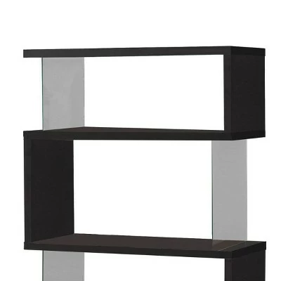 Budget ๐ Coaster Home Furniture Contemporary Asymmetrical 63 inch Durable Snaking Home Living Room 5 Shelf Bookshelf with Tempered Glass Support, Black ๐ 4 Budget ๐ Coaster Home Furniture Contemporary Asymmetrical 63 inch Durable Snaking Home Living Room 5 Shelf Bookshelf with Tempered Glass Support, Black ๐ - Image 2