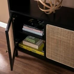 Promo โจ 74" Groveholme Bookcase/Storage Shelf Black/Gold - Aiden Lane โญ