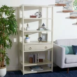 Cheapest 🤩 70" Johni 1 Drawer and 5 Shelves Etagere - Safavieh Antique White 🌟