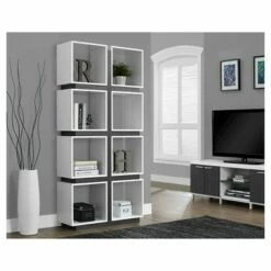 Coupon 👏 71" Hollow Core Bookcase - White/Gray - EveryRoom 👏