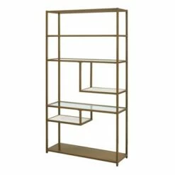 Best deal 😉 72" EOS Geometric Bookshelf Etagere Brass - Dorel Living 🛒