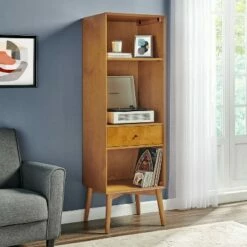 Best Sale 😉 68" Landon Record Storage Bookcase Brown - Crosley 🧨 -Bookshelves And Bookcases store unnamed file 5506