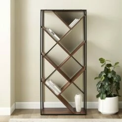 Brand new 😀 68" Anti Gravity Inverted V Bookshelf - Saracina Home Dark Walnut 😀 -Bookshelves And Bookcases store unnamed file 5530