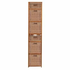 Best Pirce ⭐ 67" Flip Flop Square Folding Bookcase with Wicker Storage Baskets - Regency Oak/natural ✔️