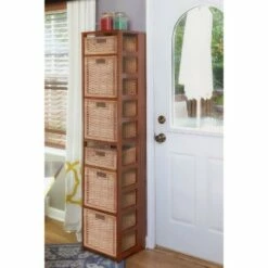 Best Pirce ⭐ 67" Flip Flop Square Folding Bookcase with Wicker Storage Baskets - Regency Oak/natural ✔️ -Bookshelves And Bookcases store unnamed file 5539