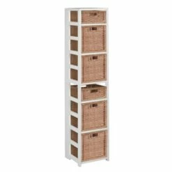 Best Pirce ⭐ 67" Flip Flop Square Folding Bookcase with Wicker Storage Baskets - Regency Oak/natural ✔️ -Bookshelves And Bookcases store unnamed file 5543