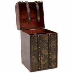 New ✔️ Okuna Outpost Wooden 4 Bottles Travel Wine for Storage Storage Bar Accessory, Flower Pattern, 8 x 8.5 x 13.8 in. 🔔 -Bookshelves And Bookcases store unnamed file 5560